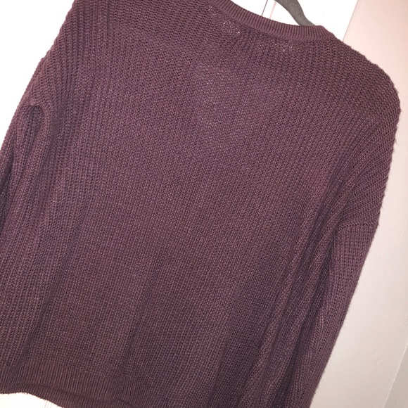 PINK ROSE DARK PURPLE KNIT SWEATER W/CUT-OUT TOP - Picture 5 of 5